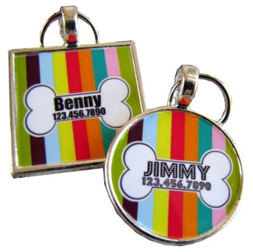 Carnival Stripes with Bone Pet ID Tag