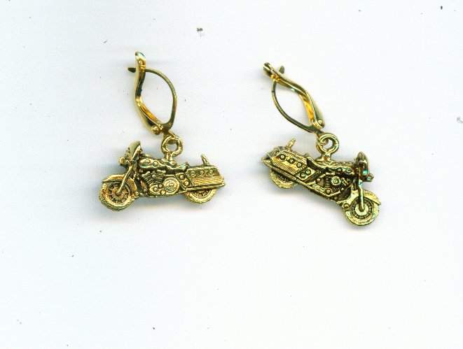 Gold Motorcycle Earrings