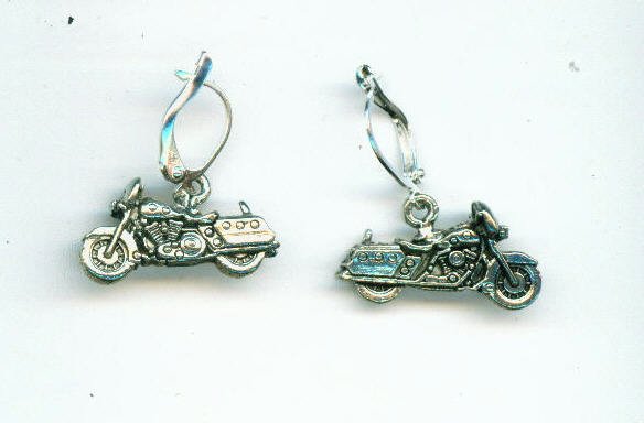 Silver Motorcycle Earring