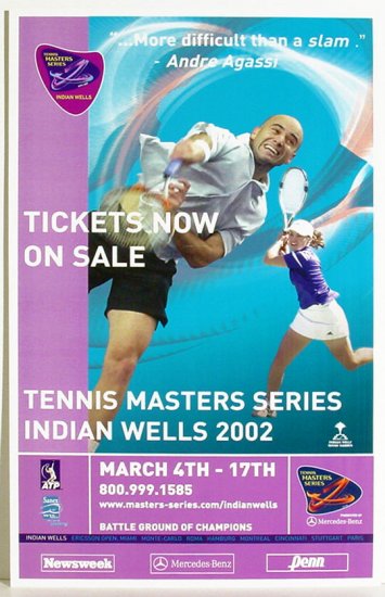ANDRE AGASSI Martina HINGIS Tennis Poster 2002 NEWSWEEK Indian Wells FREE SHIPPING