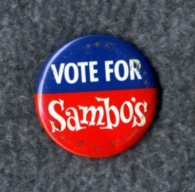 Vintage VOTE FOR Sambo's Restaurant Promotional Button FREE SHIPPING