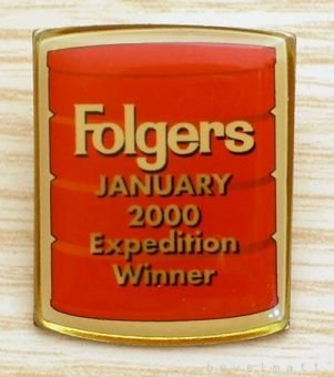 FOLGERS Coffee January 2000 Expedition Winner Pin RARE Free Shipping