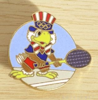 OLYMPICS Pin 1984 Los Angeles EAGLE TENNIS Rare FREE SHIPPING