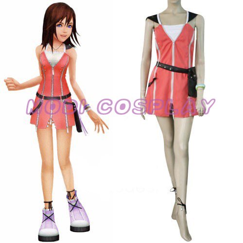 Kingdom Hearts Kairi Red Dress Cosplay Costume