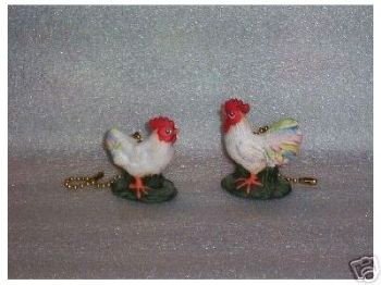 Country Rooster and Hen ceiling fan pulls Full 3-D design (2)