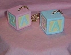 ABC BLOCKS CEILING FAN PULLS SET OF TWO FULL 3-D
