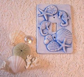 SEAHORSE, SEASHELLS, CORAL single switchplate cover