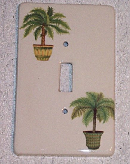 TROPICAL PALM PLANT CERAMIC SINGLE SWITCHPLATE NEW