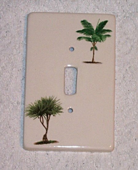 TROPICAL PALM TREE SINGLE CERAMIC SWITCHPLATE NEW