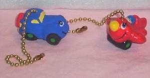 CAR AND AIRPLANE ceiling fan pulls set (2) new kids decor