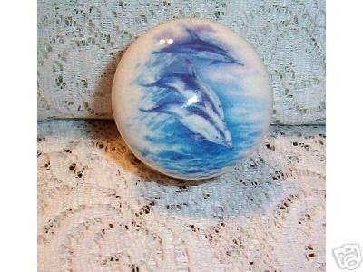 DOLPHIN cabinet knobs drawer pulls New (6) set ceramic