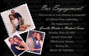 Black up to Five Pics Photo Engagement & Wedding Announcements 5 x 8