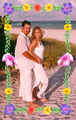 Aloha Hibiscus Flower Photo Engagement and Wedding Announcements 5x8
