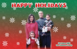 Falling Snowflakes in Red & Green Custom Photo Christmas Cards 5 x 8
