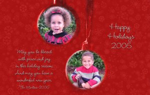 Burgundy Snowflakes with 2 Ornament Custom Photo Christmas Cards 5x8