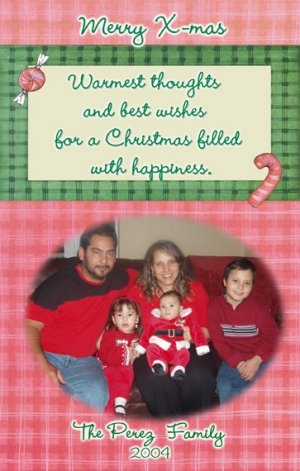 Country Canes Red and Green Custom Photo Christmas Cards 5 x 8