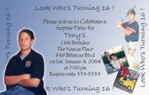 Blue Man's Birthday Milestone Photo Adult Birthday Invitations