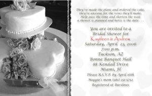 Wedding Cake with Hearts Black & White Photo Bridal Shower Invitations