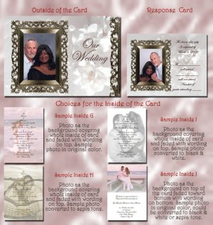 Vintage Frame & White Flowers Folded Photo Wedding Invitations Package