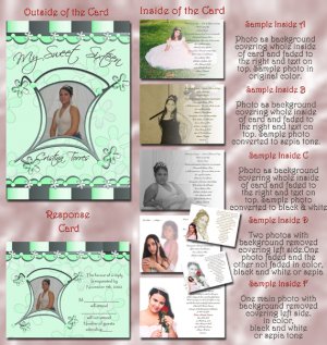 Goovy in Green Folded Photo Quinceanera / Sweet 16 Invitations Package