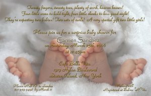 Photo Baby Shower Invitations Baby Feet Twins in Color