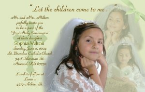 Multi Photo in Mint Green Photo Communion Invitations & Confirmation