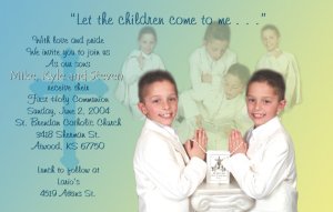 Multi Photo in Blue Yellow Photo Communion Invitations & Confirmation