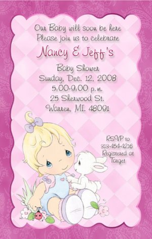 Delicate Pink Precious Moments Baby Shower Invitations