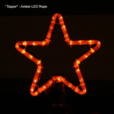 LED Star Christmas Tree Topper Rope Light Display, Amber/Orange