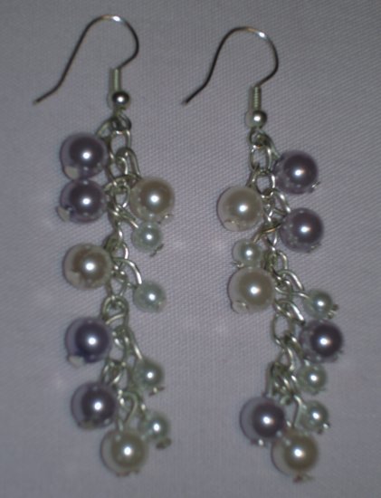 Item # MD0005 White & lilac pearl earrings