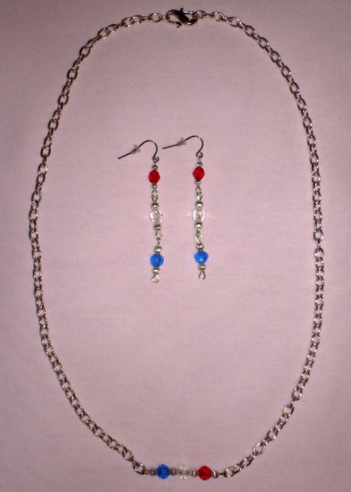 Item # MD0024 Red, white & blue necklace w/earrings