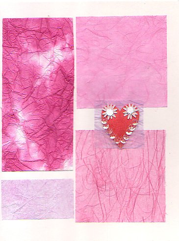 Handmade Valentine's Day Card - Pink Paper and Heart Collage