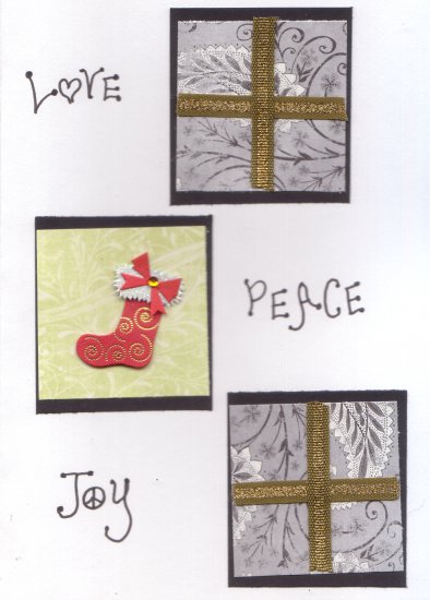 Handcrafted Holiday Greeting Card - "Love, Peace, Joy"