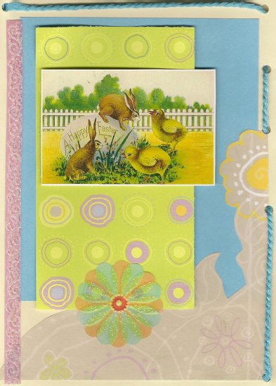 Vintage Bunnies and Chicks Theme Easter Greeting Card