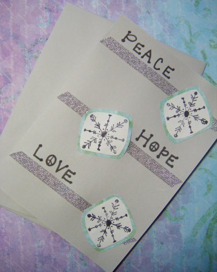 "Peace, Hope, Love" Snowflake Greeting Card
