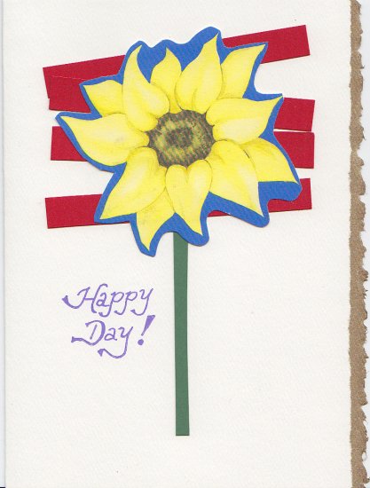 "Happy Day" Sunflower Handmade Greeting Card