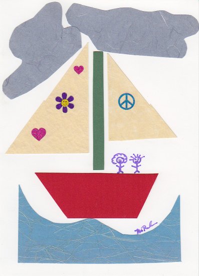"Peace and Love Boat" Handmade Greeting Card