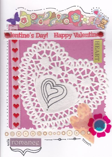 Colorful Handmade Valentine's Day Greeting Card with Paper Doily
