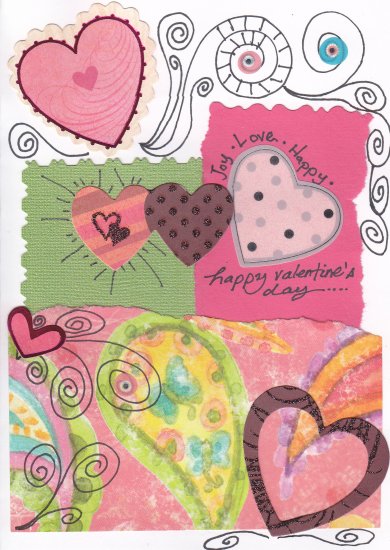 Whimsical Valentine's Day Handcrafted Greeting Card