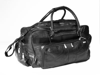 23" Black Genuine Leather Travel Bag