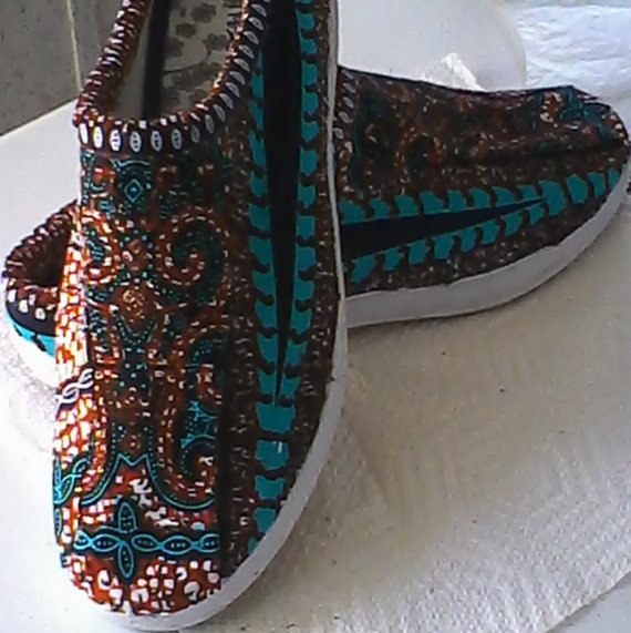 Dashiki - Ankara - Batik - African Wax print Fabric Covered Shoes