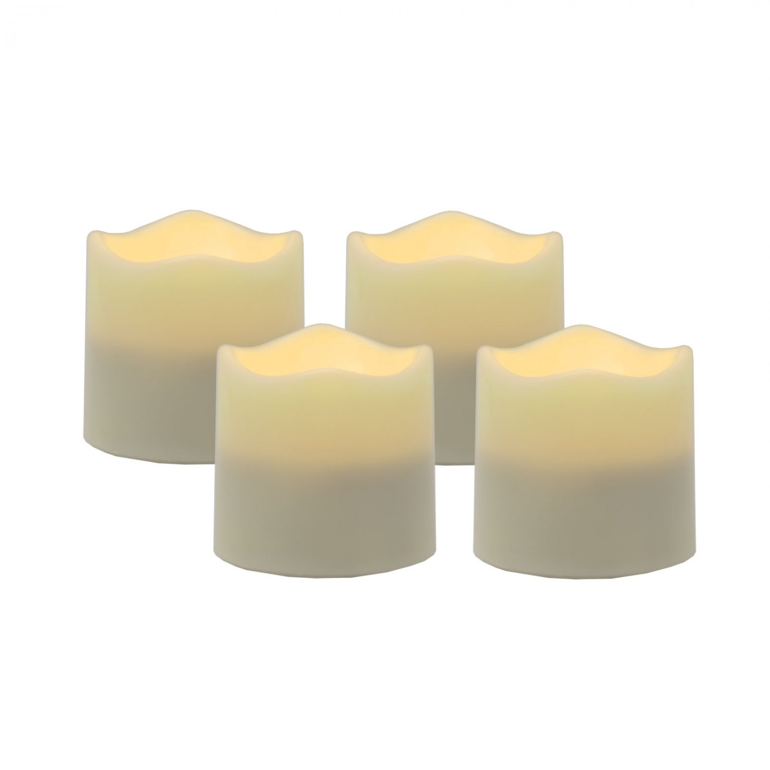 Pacific Accents Set of 4 Ivory Resin Wavy Top Flameless LED Tea Lights with Timer