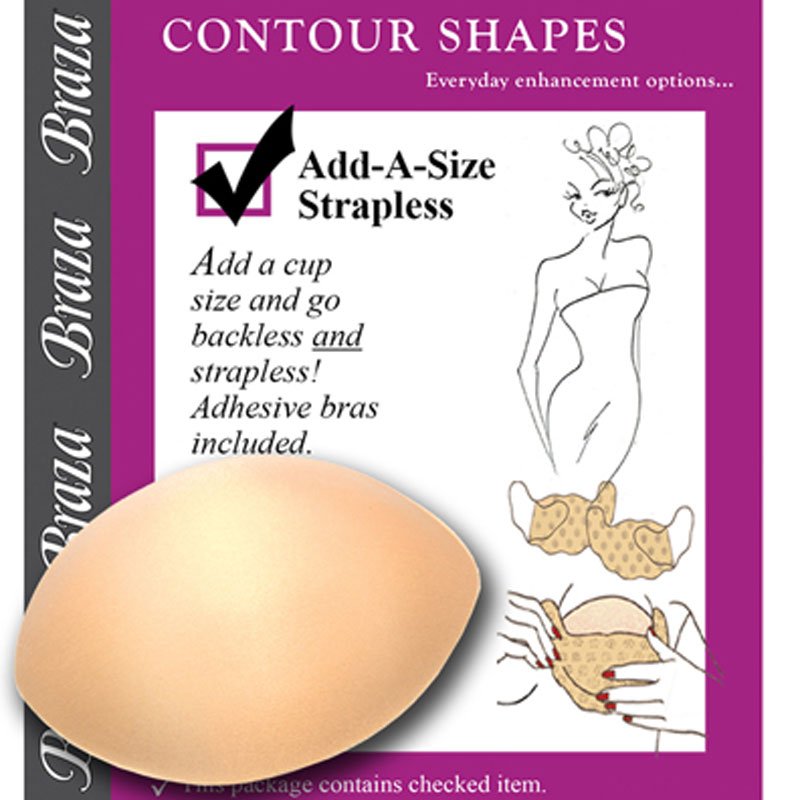 Braza Add A Size Foam Bust Enhancer Contour Shape Bra Pad Insert with Strapless Adhesive Bra S2008