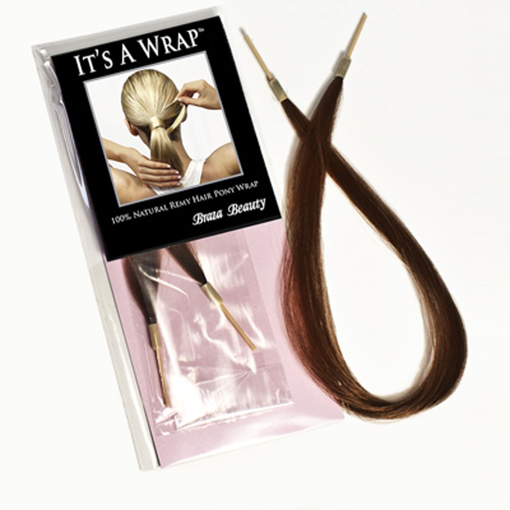 Braza It's a Wrap Hair Piece Straight Hair Extension Ponytail Hair Wrap S23110, Medium Brown Red