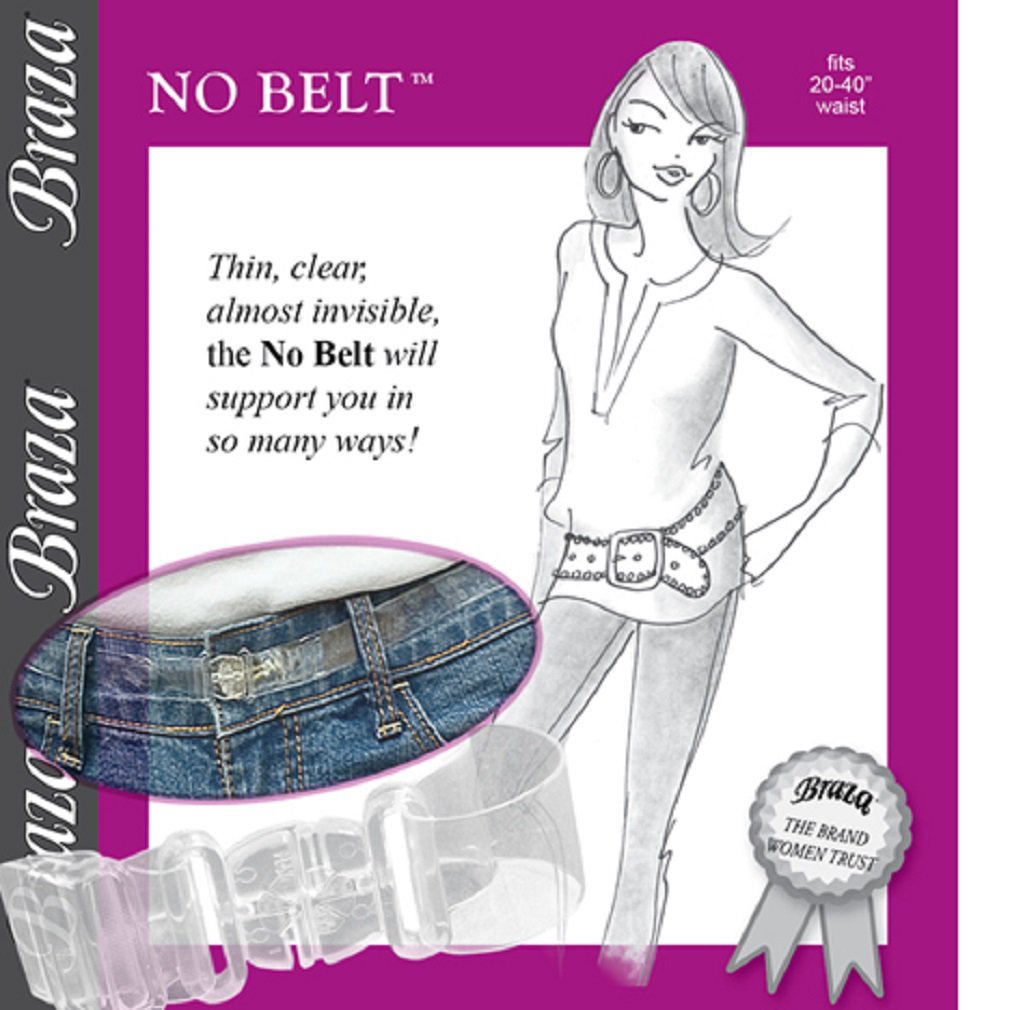 Braza No Belt - Invisible, Adjustable, Clear, Fits 20" - 36" Waist, S4401