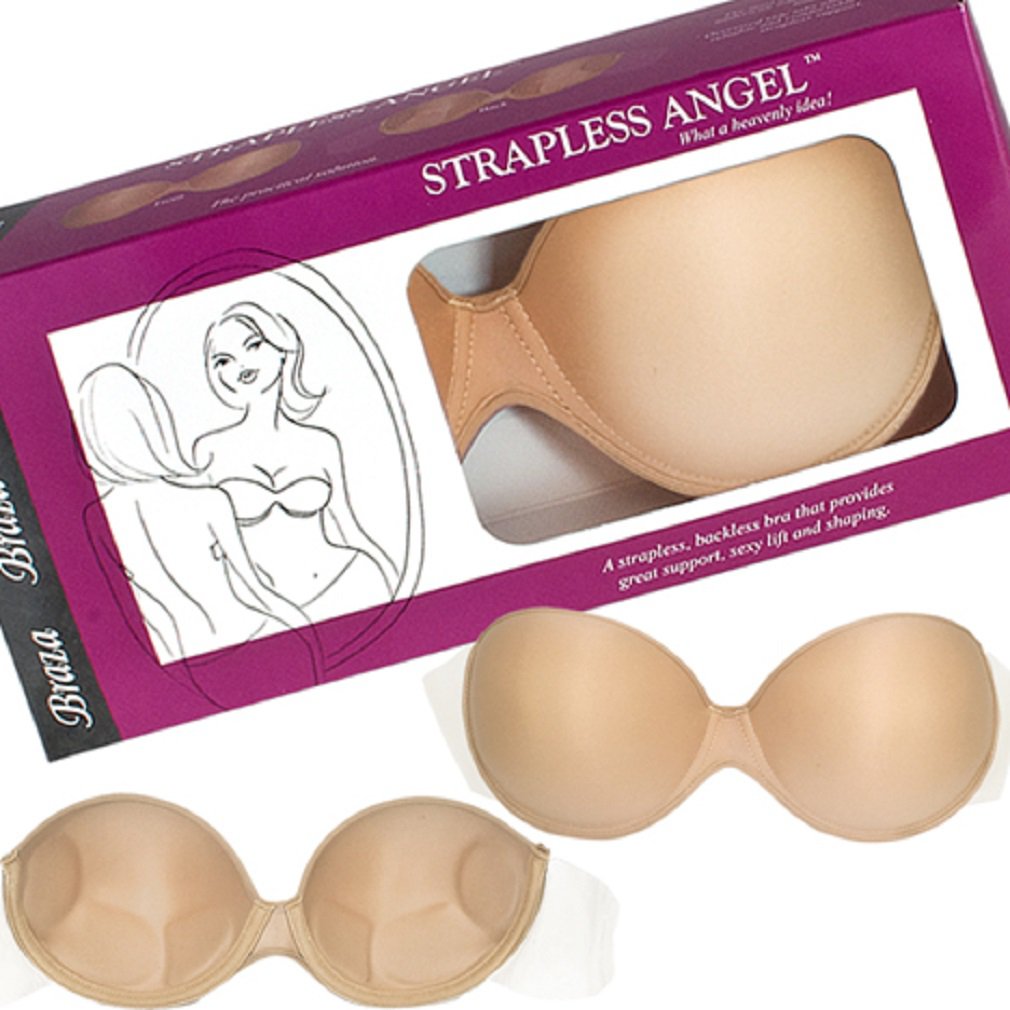 Braza Strapless Angel Reusable Strapless Adhesive Push Up Bra 3500, C, Beige