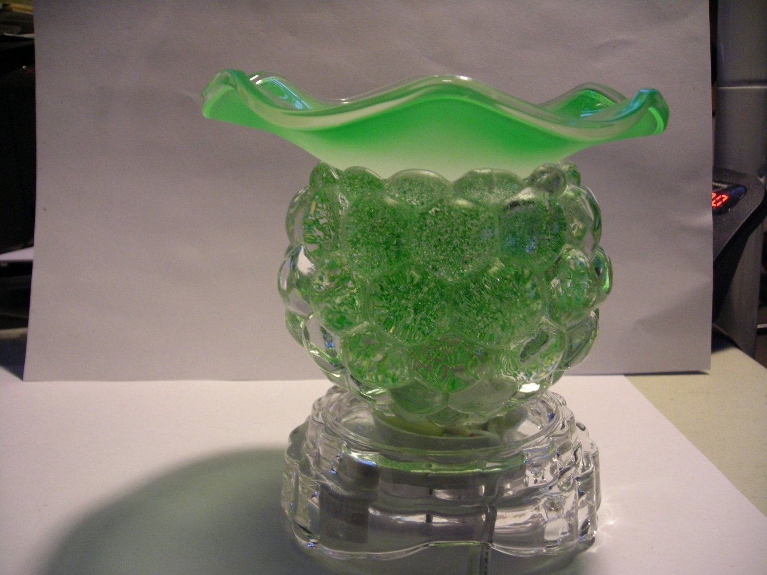 Frosted Green ELECTRIC Wax WARMER Lamp
