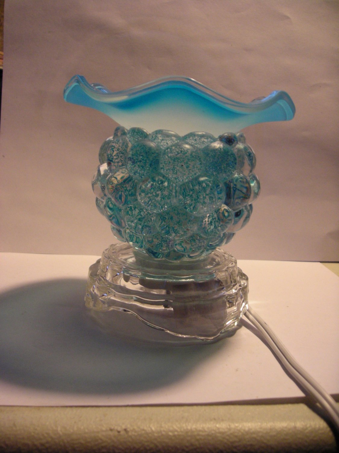 Frosted Blue ELECTRIC Wax WARMER Lamp