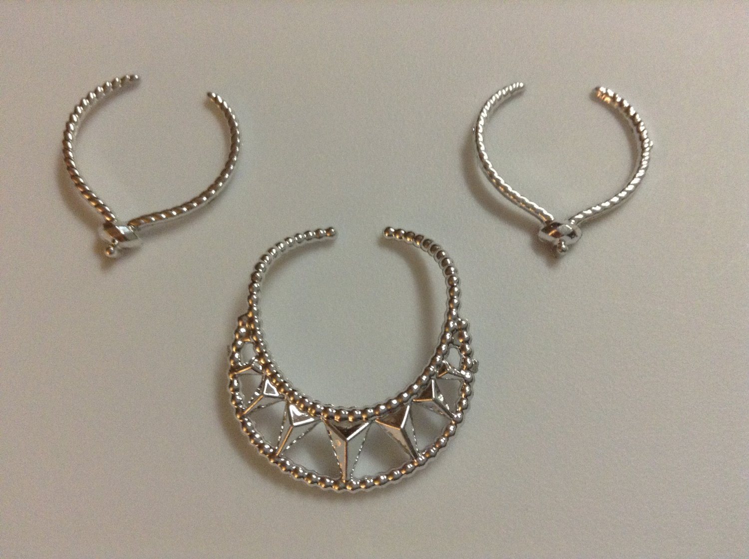 3 Silver Plastic Barbie Necklaces