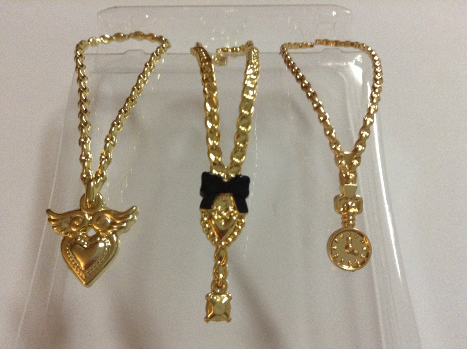 3 Gold Plastic Barbie Necklaces